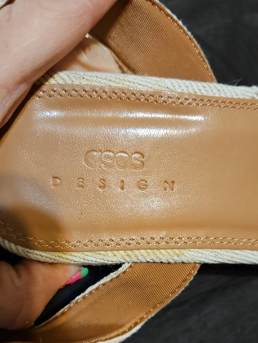 ASOS Cream Textured Platform Sandals with Gold Buckle